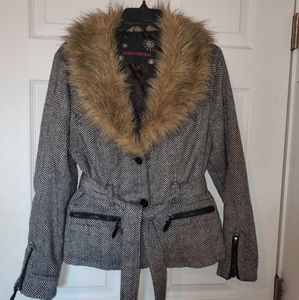 Faux fur collar jacket